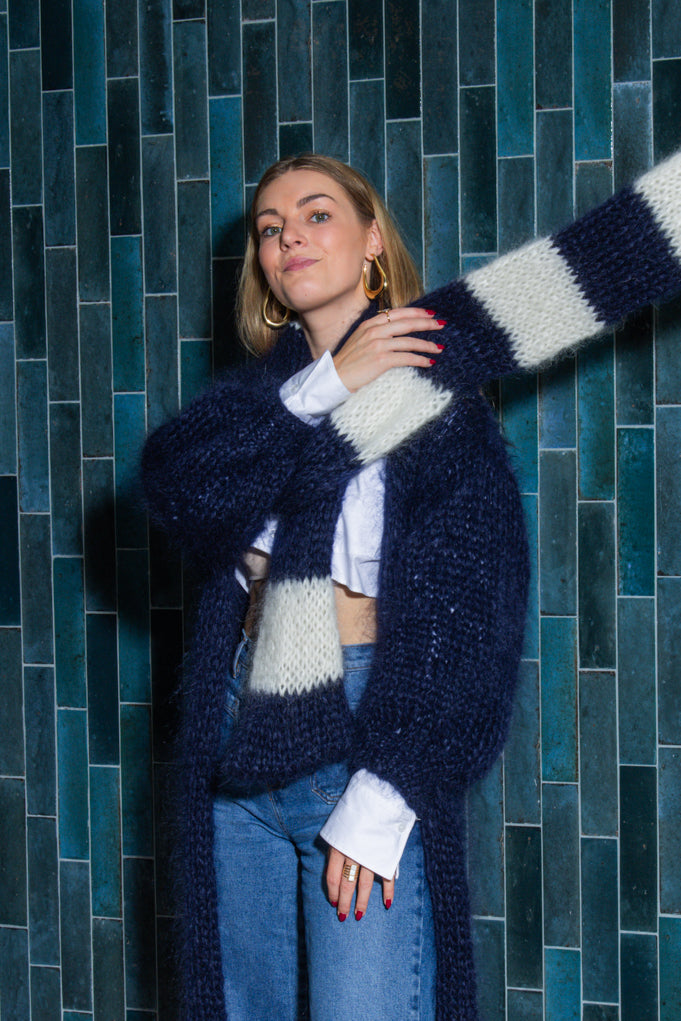 LOU SCARF - marine & ecru