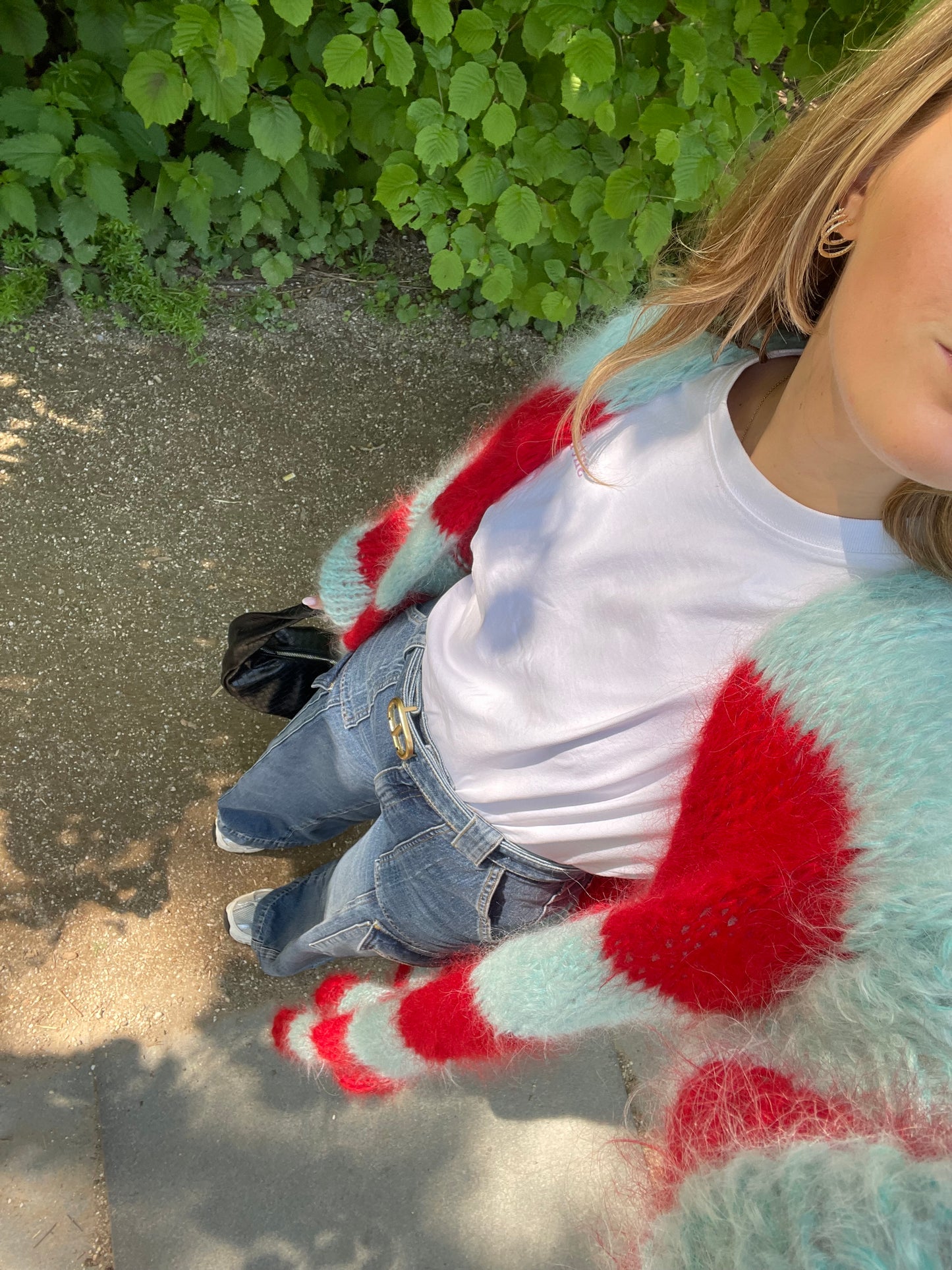 AMÉLIE CARDIGAN - red & sea blue