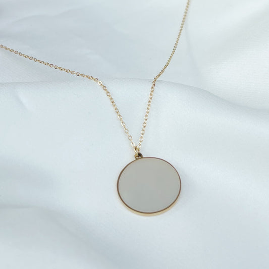 White Round Necklace - Gold