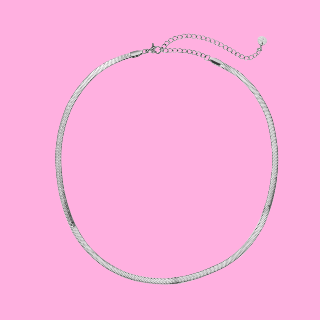 Fine Snake Skin Necklace - Silver
