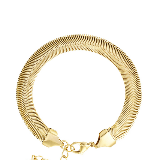 Thick Snake Skin Bracelet - Gold