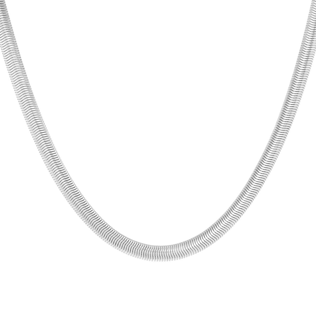 Thick Snake Skin Necklace - Silver