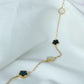 Black & White Lilou Clover Necklace - Gold